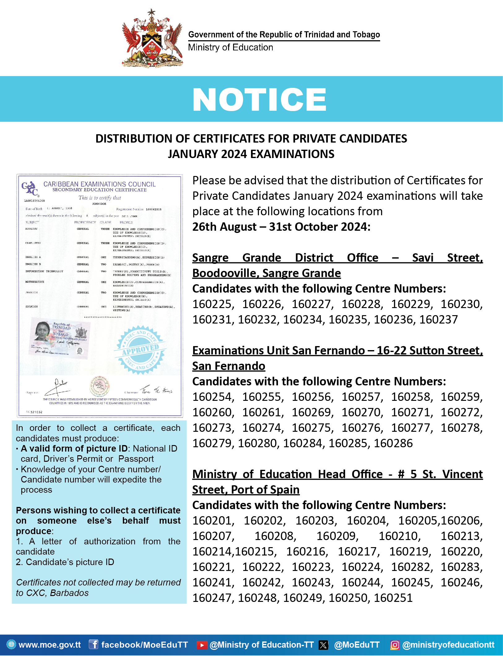 2024 Page 2 Ministry Of Education   Notice For The Distribution Of January 2024 CSEC CAPE Certificates 