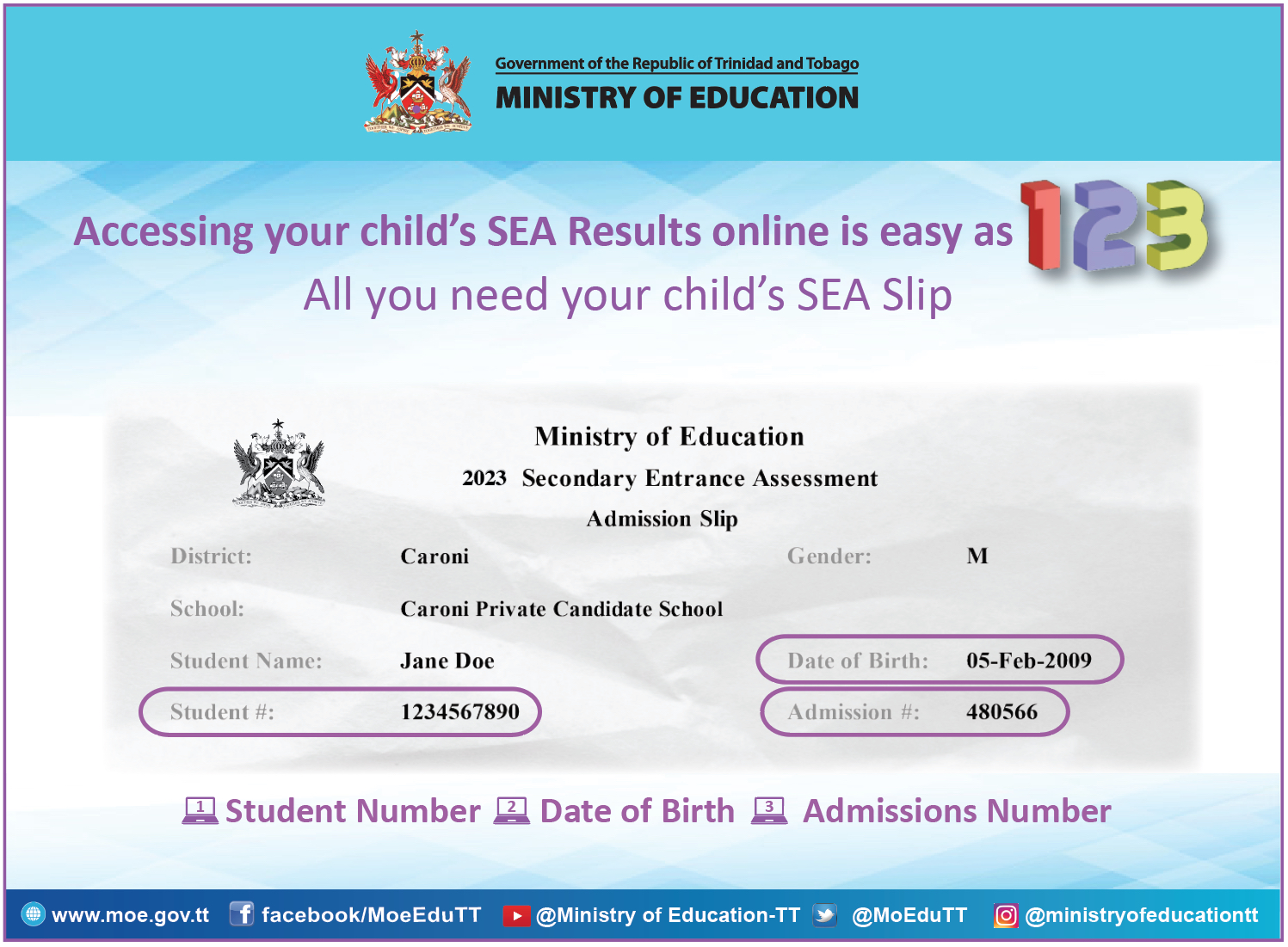 SEA 2023 slip Ministry of Education