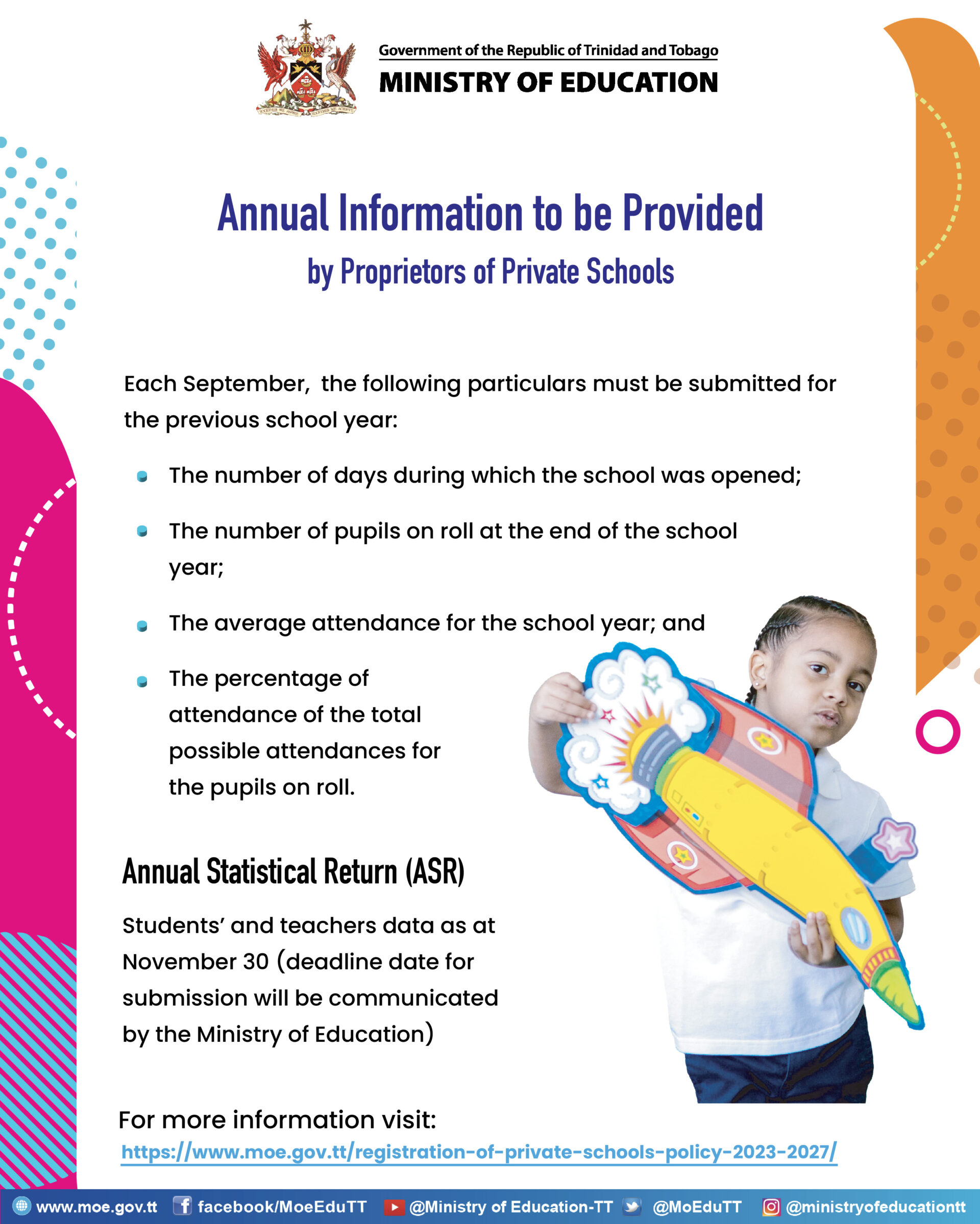 Annual Information To Be Provided By Proprietors Of Private Schools ...