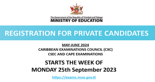 JUNE 2024 CXC REGISTRATION FOR PRIVATE CANDIDATES – Ministry of Education