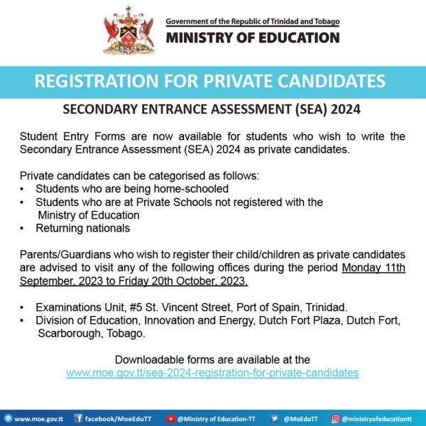 SEA 2024 Registration for Private Candidates Ministry of Education